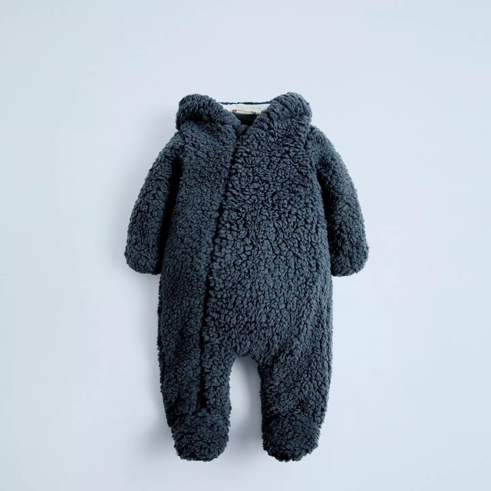 Zara Cozy blue Fleece Kids One Piece! NWOT 3-6m